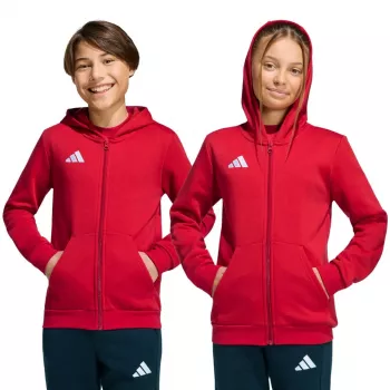 Sweat à capuche zippé adidas Entrada 26 rouge KH1781 164 cm