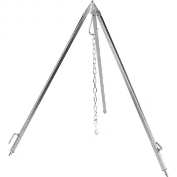 Trépied Petromax d1 avec chaîne réglable et crochet en S pour cuisson au feu ouvert