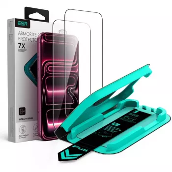 Protection d'écran en verre trempé ESR UltraFit Armorite lot de 2 pour iPhone 17 Pro / 18 Pro – noire