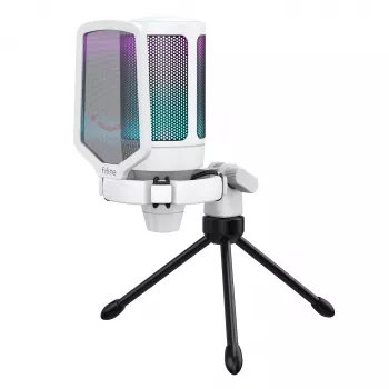 Microphone USB de studio à condensateur FIFINE A6V AMPLIGAME RGB, cardioïde, blanc