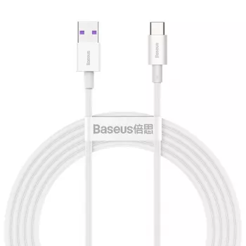 Câble Baseus Superior Series USB-A vers USB-C, charge rapide 66W, 2m, blanc