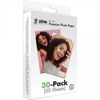 Papier photo premium ZINK 2x3 30 feuilles - brillant avec dos adhésif pour imprimantes Zero Ink