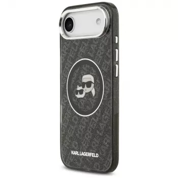 Coque MagSafe KARL LAGERFELD IML Glitter Karl & Choupette Heads Logo pour iPhone Air, noir