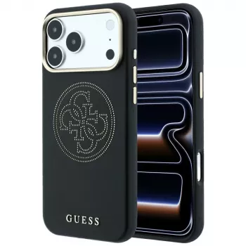 Guess Perforated 4G Gold Logo MagSafe Case for iPhone 18 Pro / 17 Pro, Black