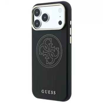 Guess Perforated 4G Gold Logo MagSafe Case for iPhone 18 Pro / 17 Pro, Black