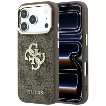 GUESS 4G & Big Strass Logo Back Cover for Apple iPhone 17 Pro Max / 18 Pro Max - Brown