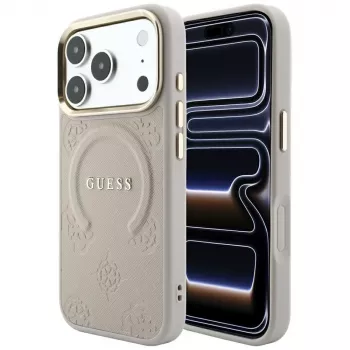 GUESS Saffiano Peony & Ring MagSafe Case for iPhone 18 Pro Max / 17 Pro Max - Pink
