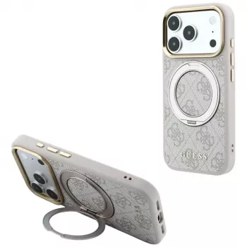 Guess Ring Stand 360 4G Classic Logo MagSafe Case for iPhone 18 Pro Max / 17 Pro Max - Pink