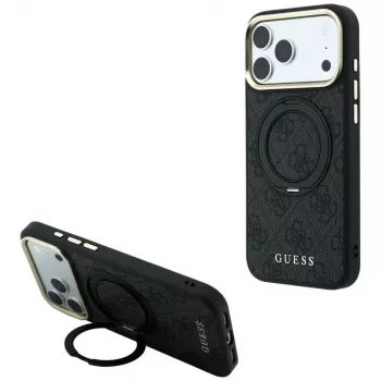 Guess Ring Stand 360 4G Classic Logo coque MagSafe pour iPhone 18 Pro / 17 Pro, noir