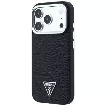 Guess Grained Triangle Logo MagSafe Case for iPhone 17 Pro / 18 Pro - Black