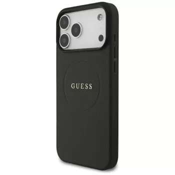 Guess Grained Gold Ring MagSafe Case for Apple iPhone 18 Pro Max / 17 Pro Max, Black