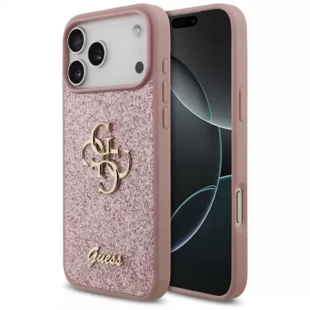 Coque GUESS Fixed Glitter Big 4G pour iPhone 18 Pro Max / 17 Pro Max - Rose