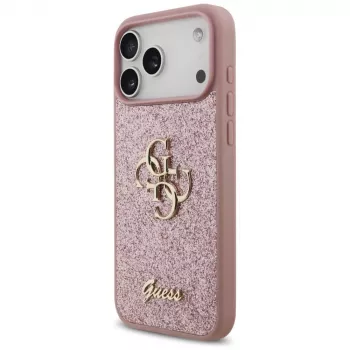 Coque GUESS Fixed Glitter Big 4G pour iPhone 18 Pro Max / 17 Pro Max - Rose