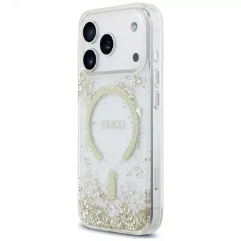 Guess Resin Bottom Glitter MagSafe Case for iPhone 18 Pro / 17 Pro, Gold