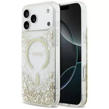 Coque MagSafe Guess Resin Bottom Glitter pour iPhone 18 Pro Max / 17 Pro Max, Or