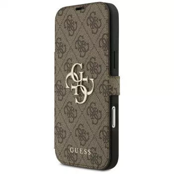 Coque folio Guess Book 4G Metal Logo pour iPhone 18 Pro Max / 17 Pro Max - Marron