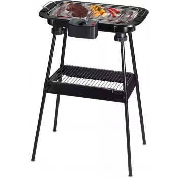 Techwood TBQ-836P Electric Barbecue Grill with Tripod Stand, 2000W, 36.5cm Chrome-plated Grill, Black