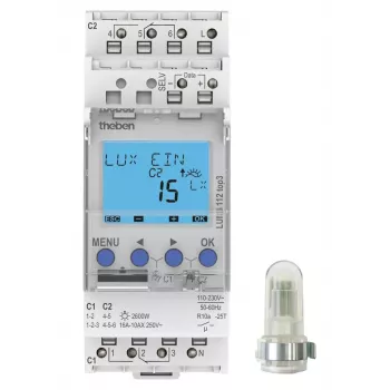 THEBEN LUNA 112 top3 AL Digital Twilight Switch, 2 Channels, Surface-Mounted, 1-99000 lx, 0-59 min, 230 V
