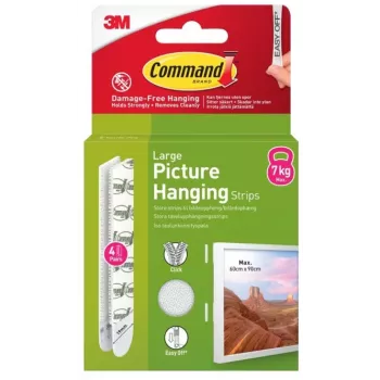 Bandes adhésives 3M Command grandes, 4 pièces, blanches (7100336547)