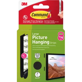Bandelettes adhésives 3M Command grandes, 4 pièces, noires (7100337186)