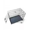 Caisse de transport pliable pour chien 76x48x54 cm – fil d'acier renforcé, double porte, bac amovible, noir
