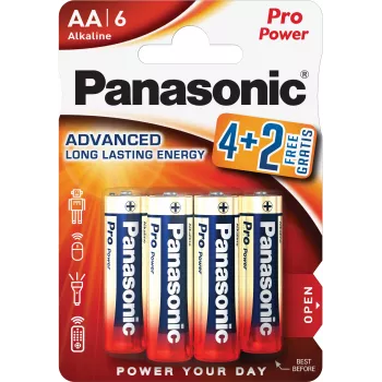Piles alcalines Panasonic Alkaline Power AA LR6PPG/6BP pack 4+2 gratuit (6 pièces)