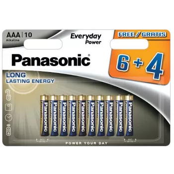 Piles alcalines Panasonic Everyday Power AAA LR03 blister pack de 10 (6+4 bonus)