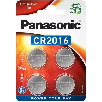 Panasonic CR2016 3V Lithium Coin Cell Battery - 4 Pack (CR-2016EL/4B)