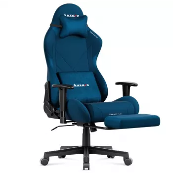 Chaise gaming ergonomique Huzaro Force 5.7 bleue - cuir PU, accoudoirs réglables, dossier inclinable, coussins lombaire et cervical
