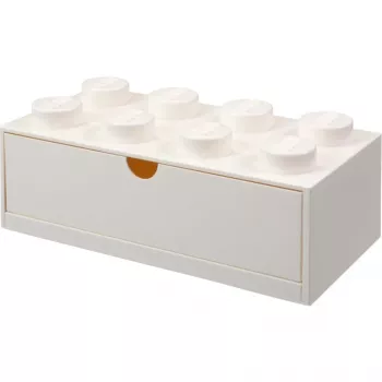 LEGO Brick 8 Desk Drawer White Storage Box with 8 Studs