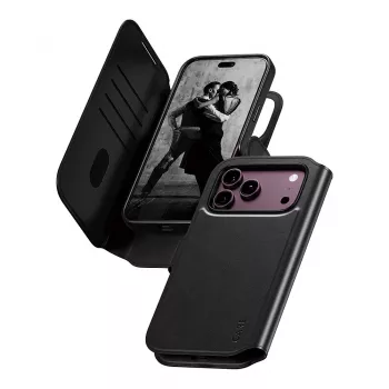 Étui à rabat Tango CARE by PanzerGlass pour Apple iPhone 17 Pro Max - compatible MagSafe - cuir végétal - noir