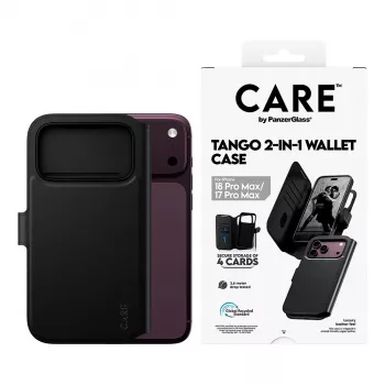 Étui à rabat Tango CARE by PanzerGlass pour Apple iPhone 17 Pro Max - compatible MagSafe - cuir végétal - noir