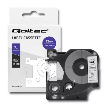 Qoltec ruban d'étiquetage pour Dymo D1 45013, 12 mm x 7 m, blanc avec impression noire