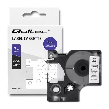 Qoltec ruban d'étiquetage compatible DYMO D1 40913, 9 mm x 7 m, blanc avec impression noire