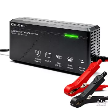 Chargeur de batterie LiFePO4 Qoltec 52670 12 V 10 A charge intelligente avec indicateurs LED