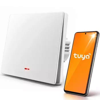Qoltec 1-Channel Smart Wi-Fi Light Switch with Timer, Tuya & Smart Life, White