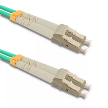 Qoltec 5m LC/UPC to LC/UPC Duplex Multimode OM3 Fiber Optic Patch Cable, Turquoise
