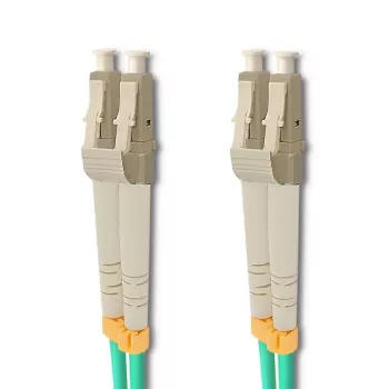 Qoltec 5m LC/UPC to LC/UPC Duplex Multimode OM3 Fiber Optic Patch Cable, Turquoise