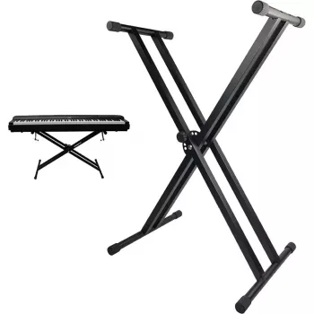 Support de clavier en X MOZOS KSX1 pour claviers et pianos numériques, acier à simple renfort, charge 25 kg, hauteur 650-980 mm, pliable