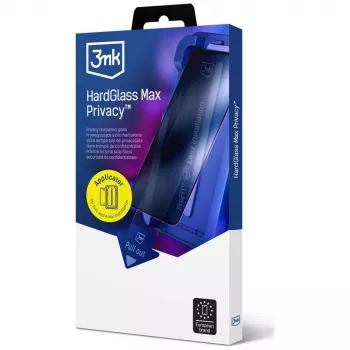 Film de protection d'écran 3MK HardGlass MaxPrivacy avec applicateur pour Apple iPhone 15 Pro Max, noir
