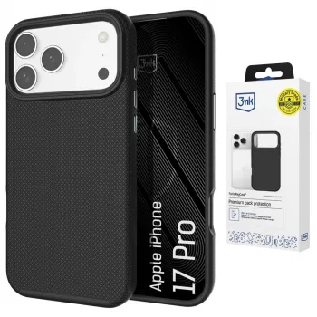 3MK Fortis MagCase pour Apple iPhone 17 Pro – Coque arrière hybride MagSafe noire avec protection antichute Absorber150™