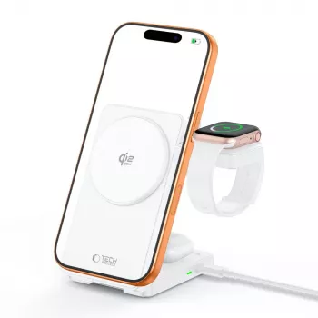 TECH-PROTECT A56 chargeur sans fil MagSafe magnétique 3-en-1 25W Qi2.2 blanc