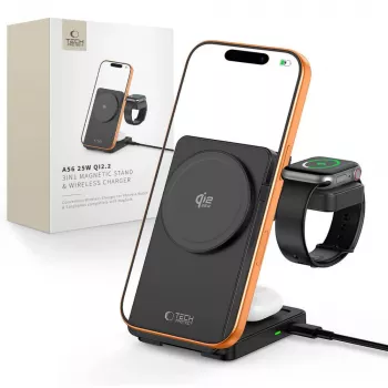 TECH-PROTECT A56 chargeur sans fil MagSafe magnétique 3-en-1 25W Qi2.2 noir