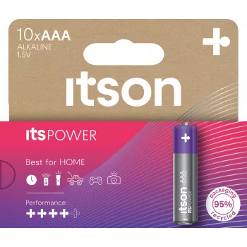 ITSON LR03IPO/10HH AAA Alkaline Batteries 10-Pack | 1.5V LR03 MN2400 Long-Life, Leak-Proof, Mercury-Free