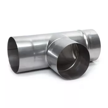 Raccord en té pour conduit de cheminée en acier galvanisé 107 mm x 160 mm 90°