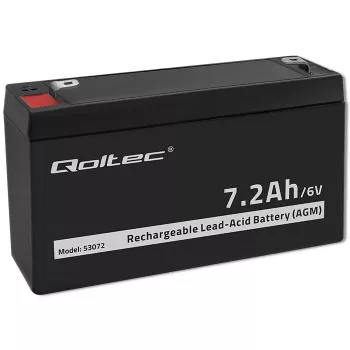 Qoltec batterie AGM 6V 7,2Ah VRLA rechargeable plomb-acide scellée sans entretien