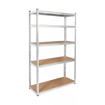 Rebel RB-1252 Heavy-Duty Metal Storage Rack 205x120x45 cm Silver 5 Shelves 875 kg