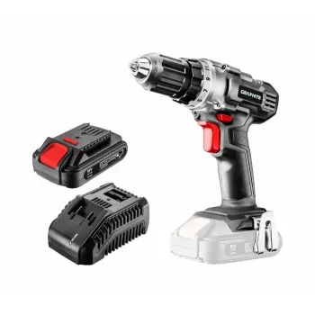 Graphite 58G000-SET1 ensemble perceuse-visseuse sans fil 18V avec 2x 2,0Ah batteries, 35 Nm, mandrin auto-serrant, éclairage LED, noir/rouge