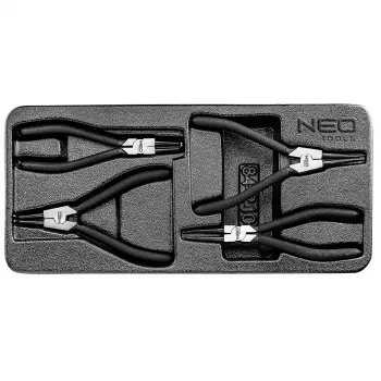 NEO TOOLS set de 4 pinces à circlips intérieurs/extérieurs droites et coudées, acier CrV, 180 mm, certifié TÜV