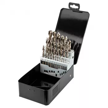 NEO TOOLS Ensemble de 25 forets métal HSS-Co cobalt, 1,0–13,0 mm, entièrement rectifiés, pointe à 135°, DIN 338, coffret métallique